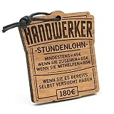 Fashionalarm Schlüsselanhänger Stundenlohn Handwerker aus Holz mit Gravur | Lustige Geschenk Idee für Heimwerker Hobby Freizeit Beruf Job Arb