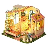 Hellery Crafts Holz Puppenhaus DIY W / LED Licht & Möbel Set Gartenhaus Holzhaus 3D Puzzle Geburtstagsgeschenke Selbstgebautes Kinderspielzeug