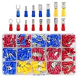 280 Stück Kabelschuhe Quetschverbinder Sortiment, 15 Type Isolierte Elektrische Steckverbinder Crimp Connector Set enthält Ring-Kabelschuhe, Rundstecker, Flachstecker und Gabelkab