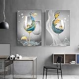 Bild auf Leinwand Moderne Abstrakte Ozeanlandschaft In Weinglas Leinwand Malerei Poster und Drucke Wandkunst Bilder für Wohnzimmer Wohnk