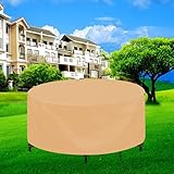 Gartenmöbel Abdeckung Rund Wasserdicht Winddicht 70x130cm(Beige) Atmungsaktiv Möbelsets Abdeckplane Gartentisch 420D Oxford Gewebe Schutzhülle für Tisch und Stü