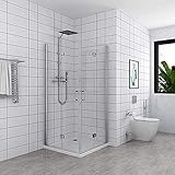 Drehfalttür Duschkabine 80x80cm,180° Eckeinstieg,Dusche Falttür,Duschabtrennung 6mm NANO G