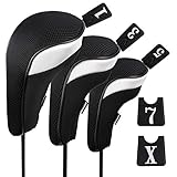 Andux 3 Packung Golf Holz Schlägerkopfhüllen Eisen hauben austauschbar Nr. Etikett MT/mg04 schwarz MEHRWEG