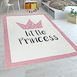 Paco Home Kinderteppich Kinderzimmer Mädchen Babyteppich Waschbar Prinzessin Spruch Rosa, Grösse:160x230