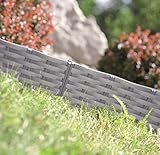 Rasenkante Gartenpalisade Beeteinfassung Beetumrandung 3,9m Rattan-Optik 3 Farben von rg-vertrieb (Grau)