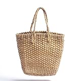 GARDEN PRODUCTS - Natürliche Wasserhyazinthe Top-Griff Handtasche, Marktkorb, Sommer-Strandtasche für Frauen, handgefertigt, Beige (1 Stück) Made in I