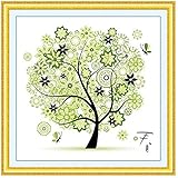 Cleana Arts Kreuzstich-Set, Frühlingsbaum, 3 Fäden, 45 x 45
