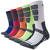 KEECOW Socken Herren 43-46 5 paar Wandersocken Trekkingsocken für Herren Atmungsaktiv Sportsocken Hochleistung (1 x Grün, 1 x Blau, 1 x Orange, 1 x Rot, 1 x Weiß)