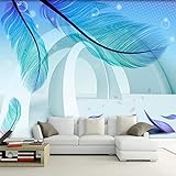 SIBUHUAU Tapete Moderne Einfache Mode 3D Dreidimensionaler Raum Blaue Feder Kreative Kunstwand Tapete W