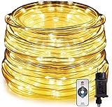 HAUSPROFI 15M 200 LEDS Lichterschlauch mit Fernbedienung,Lichterkette, 8 Modi und Helligkeit dimmbar, Strombetrieben,Wasserdicht, Ideal für Aussen, Weihnachtsbeleuchtung, Deko, Party, Feier, H