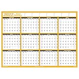 Wandplaner für 2022, Jahres-Wandkalender mit Raster, kariert, 12 Monate von Januar - Dezember 2022, unmontiert, unlaminiert, Orange, GIGA 90 cm x 135 cm gerollt)
