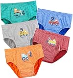 KEREDA Jungen Slips, Kinder Baumwolle Unterwäsche 5er Pack Auto Sortierte Unterhosen 2-7 J