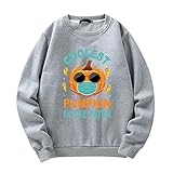 Pullover Herren Loose Rundhals Universität Paare Sweatshirt Halloween Party Kürbis Drucken Langarmshirt Herren Straße Trend Mode Lassig Sweatshirt Herren D-Grey1 S