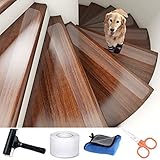 Antirutsch Treppenstufen Transparente klebeband,4 Teile/Set Selbstklebende Anti-Rutsch-Streifen,Walze,Handtuch und Schere,Verhindert Rutschen und Fallen,für Treppen und Draußen(10cm x 12m)