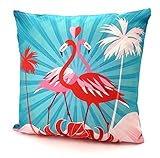 heimtexland ® Outdoorkissen Tropical Dekokissen Lotus Effekt Schmutz- und Wasserabweisend Garten Outdoor Kissen 45x45 Typ688 (Flamingo-Paar)