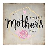 Aihesui CDYSKJCO Holzschild Wandschild Heimdekoration Vintage Stil Süß Muttertag Distressed Schild Lustiges Zitat Holzschild Wandschild für Bauernhaus Zimmer Haus Geschenkidee für F
