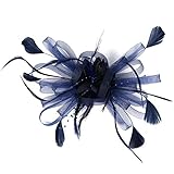 Fascinator Hut Feder Mesh Netz Schleier Party Hut Ascot Hüte Blume Derby Hut mit Clip und Stirnband für Frauen (A-Navy GRÜN)