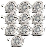 B.K.Licht I 10er Set schwenkbare LED Einbaustrahler I Ø68 mm Lochbohrung I inkl. 10x 5W 400lm GU10 Leuchtmittel I warmweiße Lichtfarbe I LED Einbauspots I LED Sp