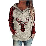 TDEOK Weihnachtsoberteil Runder Hut mit langen Ärmeln Damen Hoodie Kapuzenpullover Longsleeve Sweatshirt Frauen-Weihnachten bedrucktes lässiges Sweatshirt-Oberteil Weihnachtsp