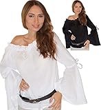 MAYLYNN 13710 - Mittelalter Bluse Elena LARP Gothic Baumwolle, weiß