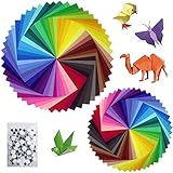 200 Blätter in 50 kräftige Farben von Sunerly, einseitiges Origami-Papier für Kunst- und Bastelprojekte, inklusive 100 x Wackelaugen, je 100 Blätter 15 x 15 cm und + 100 Blätter 10 x 10