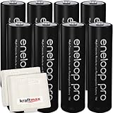 8er Pack Panasonic Eneloop PRO XX AA/Mignon Akkus - Neueste Generation - 2550 mAh Hochleistungs Akku Batterien in Kraftmax Akkubox V5