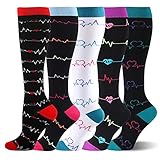 Campsnail Kompressionsstrümpfe Damen Kompressionssocken Stützstrümpfe Sneaker Socken Herren Laufsocken für Laufen Radfahren(5 Paar-E，L-XL)