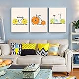 Leinwanddruck Abstrakte Fahrrad Zitrone Orange Obst GemäLde KüChe Dekor Nordic Poster Minimalistische Wandkunst Bilder 30x50cm (12x20in) X3 R