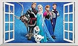 Frozen 2 3D Fenster Wandaufkleber Elsa und Anna Wandtattoo Vinyl Aufkleber Kinderzimmer Aufkleber 100x60 cm (Groß) 100x60