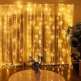 3x3m LED Lichtervorhang, 300 LEDs Lichterketten Vorhang Lichterkette, IP44 wasserdicht EU-Stecker Lichterkettenvorhang mit 8 Modi lichterkette außen Lichtervorhang für Hochzeit Valentinstag,
