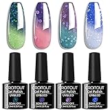 Croitout Gel Nagellack Set, UV Farbwechsel Gel Nagellack Set, Thermo Shellac Gellack Kit, Mehrfarbig Ablösbarer Nagelgel Farbgel Gel Nagel, Chameleon Gel Polish Set 4 x 7.3ml (4WB-013)