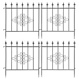 Ejoyous Gartenzaun 63 x 65cm, Metall Zaunelementen Gartenbarriere Vintage Gartenzäune Dekorative Mobiler Teichzaun Freigehege, für Garten Hinterhof Terrasse 4-teiliges S