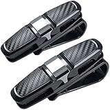 FineGood 2 Pack Brillenhalter für Auto Sonnenblende, Sonnenbrillen Brillen mit Kartenkarten Clip - Schw