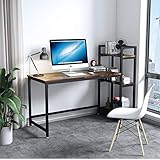 Dripex Kompakte Schreibtisch 105x60x108cm Holz Computertisch mit 3 Ablage, PC-Tisch Bürotisch Officetisch Eckschreibtisch Stabile Konstruktion Tisch für Home Office (Rustic Braun)