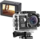 GUTSBOX Action Cam 1080P 170° Weitwinkel Aktionkameras Unterwasserkamera,Full HD Unterwasser Aktion Kamera,2 Zoll LCD Bildschirm,Unterwasser 40m Wasserdicht mit Zubehör Kits (Schwarz)