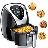 Nouno Heißluftfritteuse Set XL Luftfritteuse mit 7 Voreingestellten Menüs, 4.5L Kapazität 1400W Heissluft Fritteuse ohne Fett und Öl, Mit GS-Zertifikat und Rezepte auf Deutsch Hot Air Fry