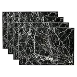 simpletome Platzset Marmor Leder Tischsets Doppelschicht Einfaches Abwischen 4 Packungen (Schwarz)