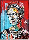 Crazystore Poster Artworks 50x70cm ohne Rahmen Banksy Pop Art und Poster Bunte Frida Kahlo Porträt Rot Blau Pop Art Realismus Bilder für Modern H