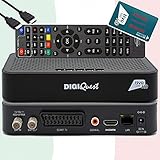 TiVuSat Karte HD aktiviert + DIGIQuest Q10 DVB-S2 Full HD Sat Receiver HEVC Main 10 Set-Top Box, zertifizierter TiVuSat Receiver mit Karte, Mediaplayer, USB PVR, EasyMouse HDMI