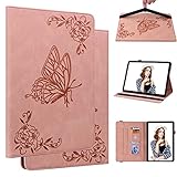 Hülle für iPad 9. Gen 2021/8. Gen 2020/7. Gen 2019 10.2 PU Leder Schutzhülle Schmetterling Brieftasche Folio Flip Case Auto Schlaf/Wach Function Stand Wallet Cover Tablet, R