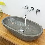 wohnfreuden Naturstein Waschbecken Waschtisch 60 cm poliert Waschschale Findling