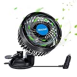 4.5'Auto Ventilator 12V Auto Kfz Lüfter Einstellung Saugnapf Automatische Kühlung Geräuscharm Stufenlose Variabler Geschwindigkeit Ventilator 360° Grad Zigarettenanzünder für Auto SUV RV B