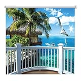 LJHU Rollos für Fenster Ohne Bohren 3D Rollos mit Strandmuster, Schnellmontage Rollos Blackout für Schlafzimmer/Wohnzimmer/Bad, Kundengebundene Größe (Size : 125cmx240cm/48.75inx93.6in)