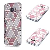 Nadoli Galvanisieren Marmor Handyhülle für Samsung Galaxy S6 Edge,Weich Silikon Marble Hülle Schlank Bumper Handytasche Flexible Schutzhülle Back Cover,Rosa Weiß