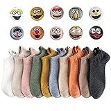 Cheypiwa Socken Herren Damen 10 Paare Unisex Kurz Baumwolle Sneaker Socken Niedlich Karikatur Bestickte Lustige Socken Damen Bunte Knöchel Sock