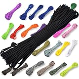 FuckTheFear Paracord 550 - Reißfeste Survival Outdoor Fallschirm-Schnur 30 Meter und 4mm - Typ III Seil (Schwarz)