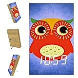 Vockgeng Led Wecker Digitaler Wecker Cartoon Rote Eule Led Tischuhr Mit Temperaturanzeige,USB Wiederaufladbar Reisewecker Mit 3 Alarmen Schallinduktion 12/24H 15.7x10x2.3