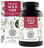 NATURE LOVE® Wild Yam Kapseln - Original Mexican Wild Yamswurzel - Hochdosiert mit 880mg Extrakt (davon 176mg Diosgenin) je Tagesdosis - 180 vegane Kap