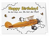 65 - Geburtstags Flieger - Midi-Grußkarte von Sheepw