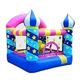 DBOATB Aufblasbares Schloss Kindertrampolin Aufblasbares Schloss für Zuhause Square Castle Luftkissenbett Indoor- und Outdoor-Rutsche Kinderspielplatz aufblasbares S